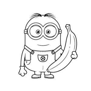 coloriage Banane Minion à imprimer pour enfant de 6 ans