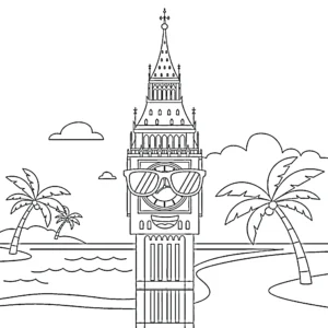 coloriage Big Ben à imprimer pour enfants