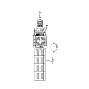 coloriage Big Ben à imprimer kawaii