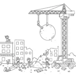 coloriage Chantier et découpage à imprimer
