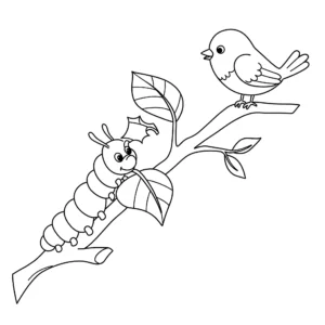 coloriage Chenille et decoupage a imprimer gratuit