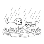 coloriage Chien et Chat à imprimer pour enfant de 4 ans