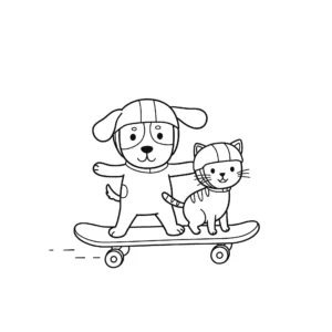 coloriage Chien et Chat pour enfants à imprimer