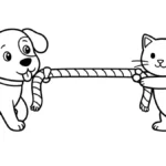 coloriage Chien et Chat pour enfant de 4 ans