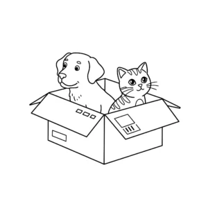 coloriage Chien et Chat à imprimer pour enfant de 3 ans