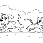 coloriage Chien et Chat a imprimer pour enfant de 4 ans
