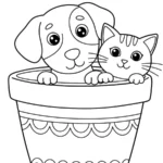 coloriage Chien et Chat à imprimer pdf