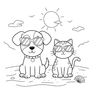 coloriage Chien et Chat a dessiner en ligne
