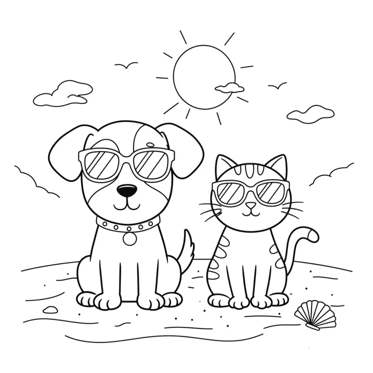 Tranh tô màu Chien et Chat