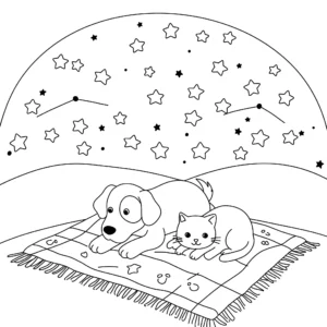 coloriage Chien et Chat a imprimer pour enfant de 4 ans