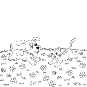 coloriage Chien et Chat a colorier en ligne