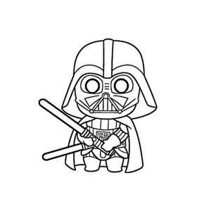 coloriage Dark Vador à imprimer kawaii
