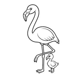 coloriage Flamant Rose et Son Bébé pour enfant de à imprimer