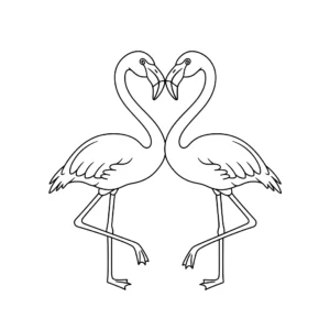 coloriage Flamants Roses en Duo Cœur à imprimer pour enfant de 10 ans