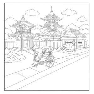 coloriage Japon pour enfant de 6 ans