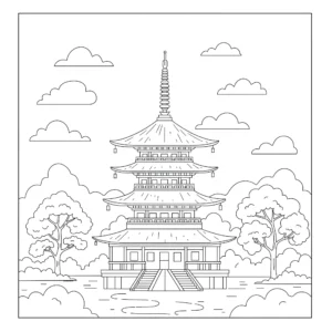 coloriage Japon et découpage à imprimer