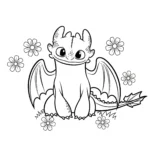 télécharger coloriage Krokmou et des fleurs gratuit