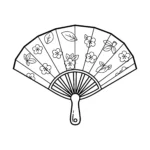 imprimer coloriage Un éventail japonais (Sensu) avec un motif floral pour enfant