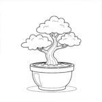 télécharger coloriage Un petit bonsaï dans un pot simple gratuit