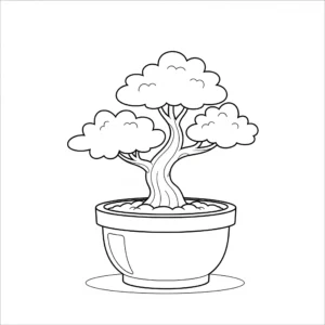 télécharger coloriage Un petit bonsaï dans un pot simple gratuit