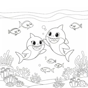 coloriage Baby Shark à imprimer pour enfant de 9 ans