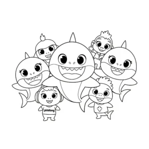 coloriage Bébé Requin et ses Amis et dessin a imprimer