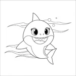 coloriage Bébé requin qui nage d