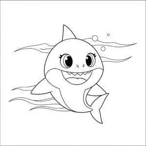 coloriage Bébé requin qui nage d