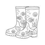 coloriage Bottes de Pluie à imprimer kawaii