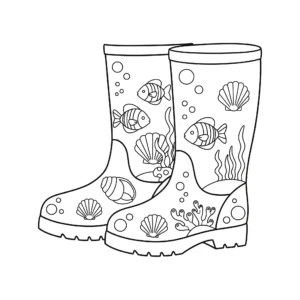 coloriage Bottes de Pluie à imprimer kawaii