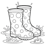 coloriage Bottes de Pluie et apprentissage