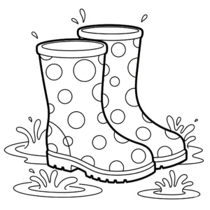 coloriage Bottes de Pluie et apprentissage