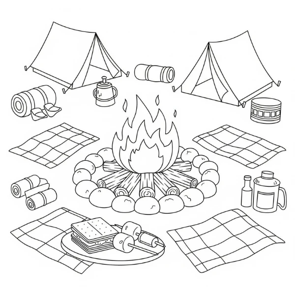 Tranh tô màu Camping