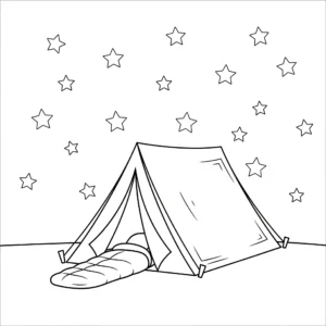 coloriage Camping à imprimer pour enfant de 4 ans