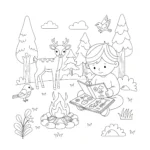 coloriage Camping à imprimer pour enfant de 6 ans