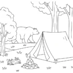 imprimer coloriage Camping pour enfant