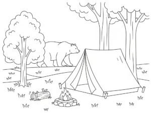 imprimer coloriage Camping pour enfant