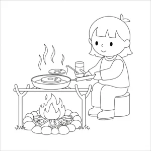 coloriage Camping à imprimer pour enfant de 4 ans