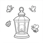 coloriage Des insectes autour d’une lanterne a imprimer pour enfant de 4 ans