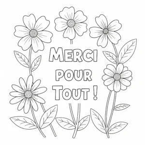 coloriage Fleurs et Merci pour Tout ! a dessiner en ligne