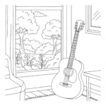 coloriage Guitare pour enfant