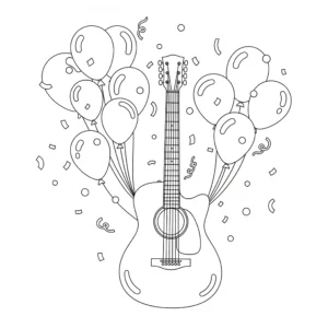 coloriage Guitare à imprimer pour enfant de 4 ans