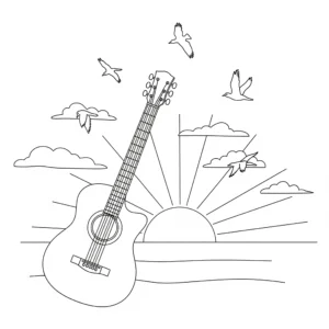 coloriage Guitare à imprimer pdf