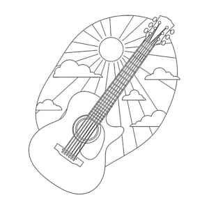 coloriage Guitare à imprimer pour enfant de 12 ans