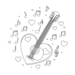 imprimer coloriage Guitare pour enfant