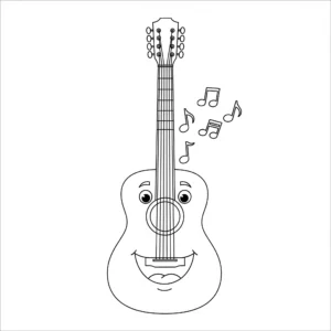 coloriage Guitare pour enfant de 4 ans