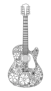 image de coloriage Guitare pour enfant
