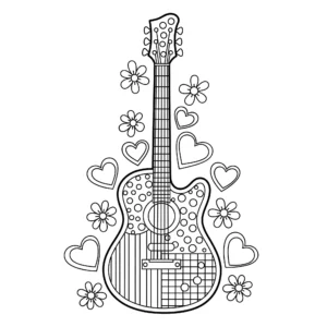 coloriage Guitare et apprentissage