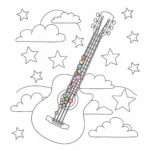 coloriage Guitare pour enfant de à imprimer