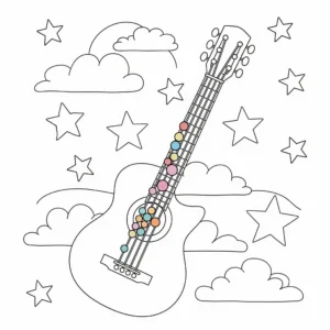 coloriage Guitare pour enfant de à imprimer